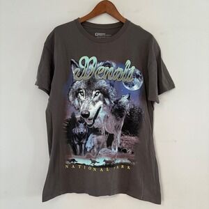 National Park Foundation Denali Wolf Pack Howl Moon Graphic T‎ Shirt Adult Large